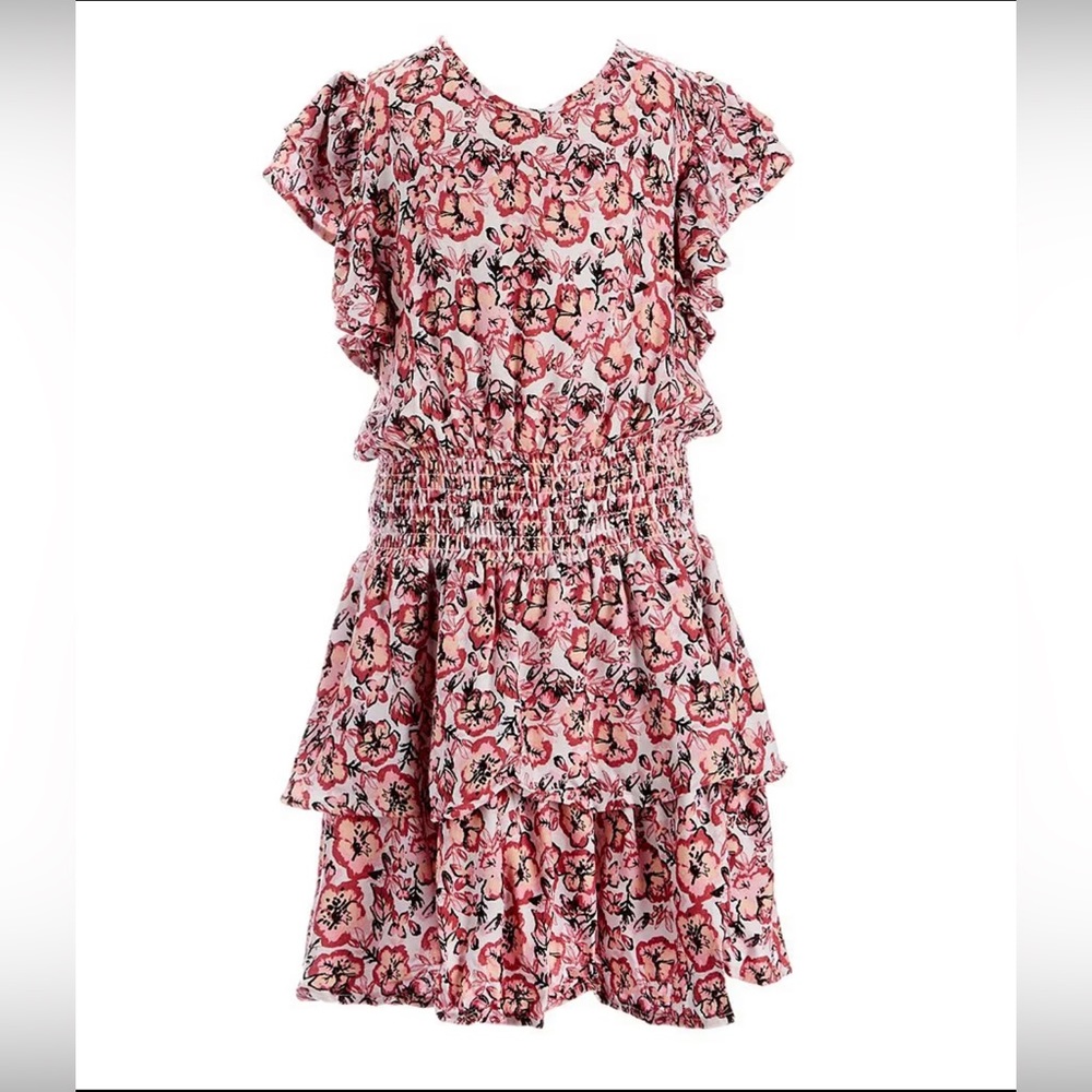 NEW!! JESSICA SIMPSON Pink Floral Ruffle Girls Dress